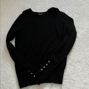 Zara Black Long Sleeve Top with Button Details